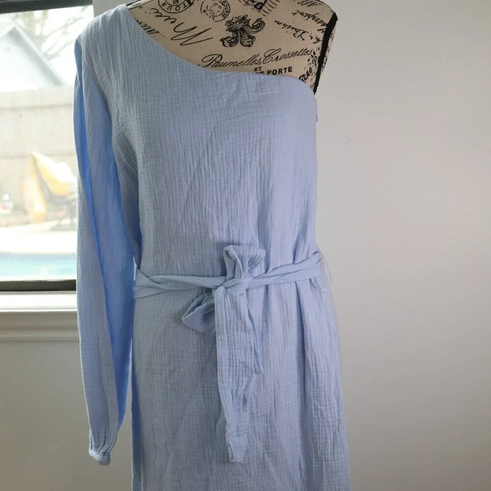 Express Ladies Periwinkle One Shoulder Dress NWOT Light Blue Size SMALL - Picture 2 of 5